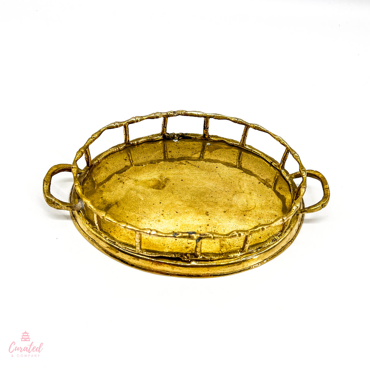 Small Brass Faux Bamboo Tray