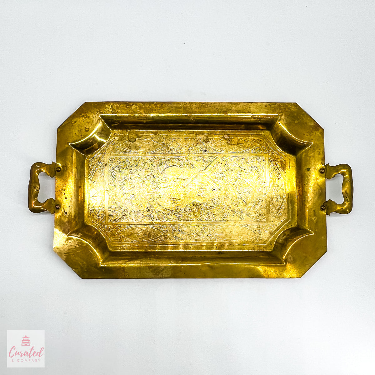 Etched Tiny Brass Tray - Dish & Decor Vintage Rental