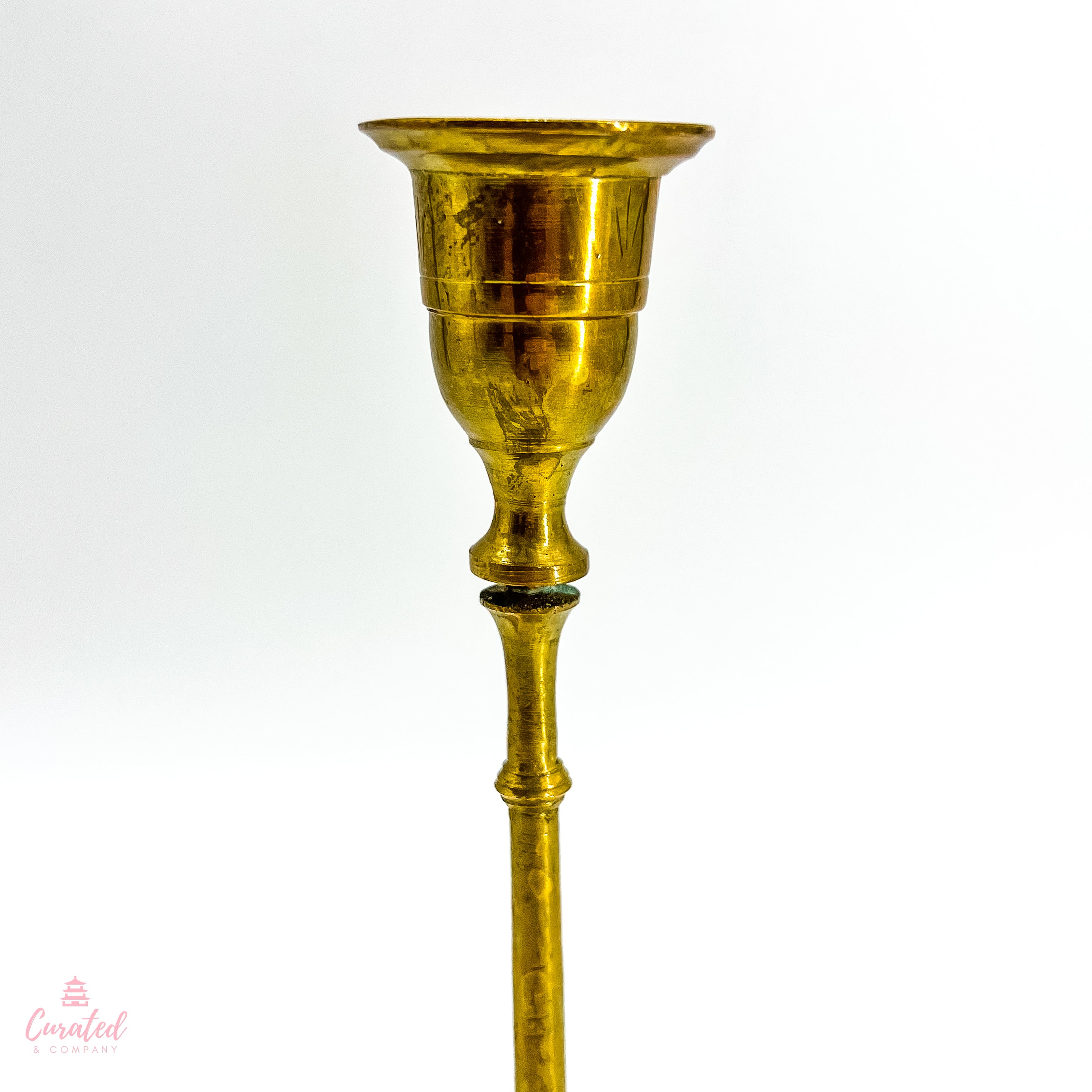 Vintage Etched Brass Candlestick – Curated and Company