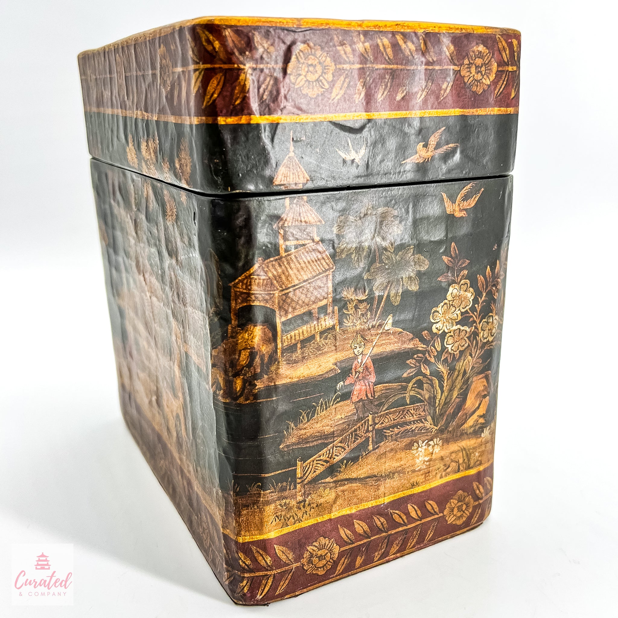 Vintage Asian Scenic Decorative Lidded Box – Curated and Company